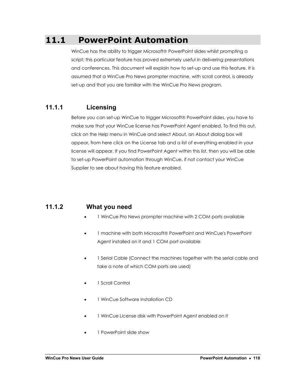 1 powerpoint automation, 1 licensing, 2 what you need | Autocue WinCue Pro News Version 1.3 User Manual | Page 118 / 168