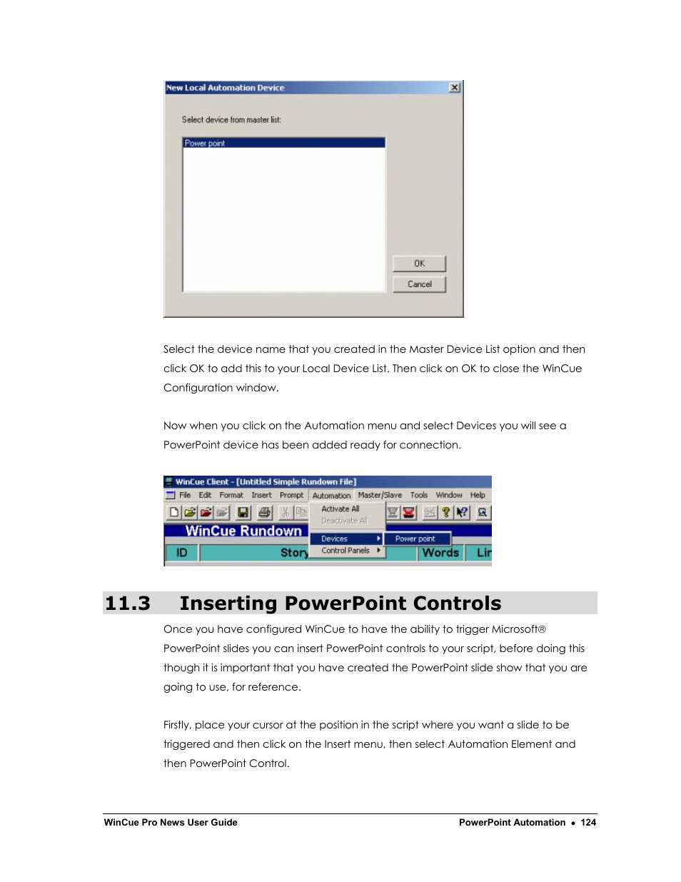 3 inserting powerpoint controls | Autocue WinCue Pro News Version 1.3 User Manual | Page 124 / 168
