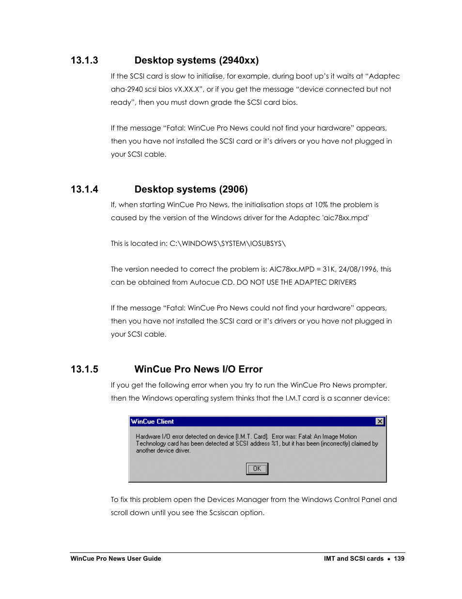 5 wincue pro news i/o error | Autocue WinCue Pro News Version 1.3 User Manual | Page 139 / 168