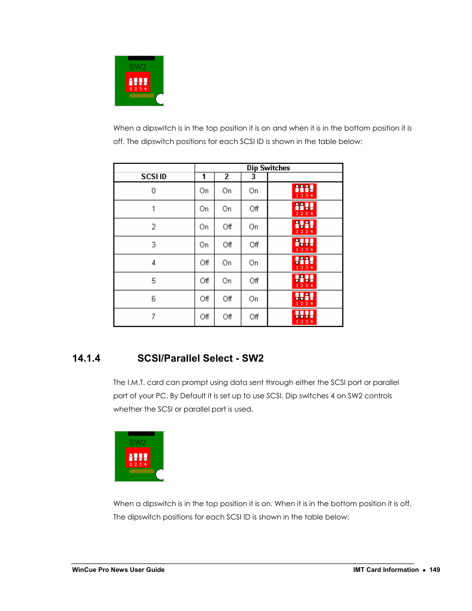 4 scsi/parallel select - sw2 | Autocue WinCue Pro News Version 1.3 User Manual | Page 149 / 168