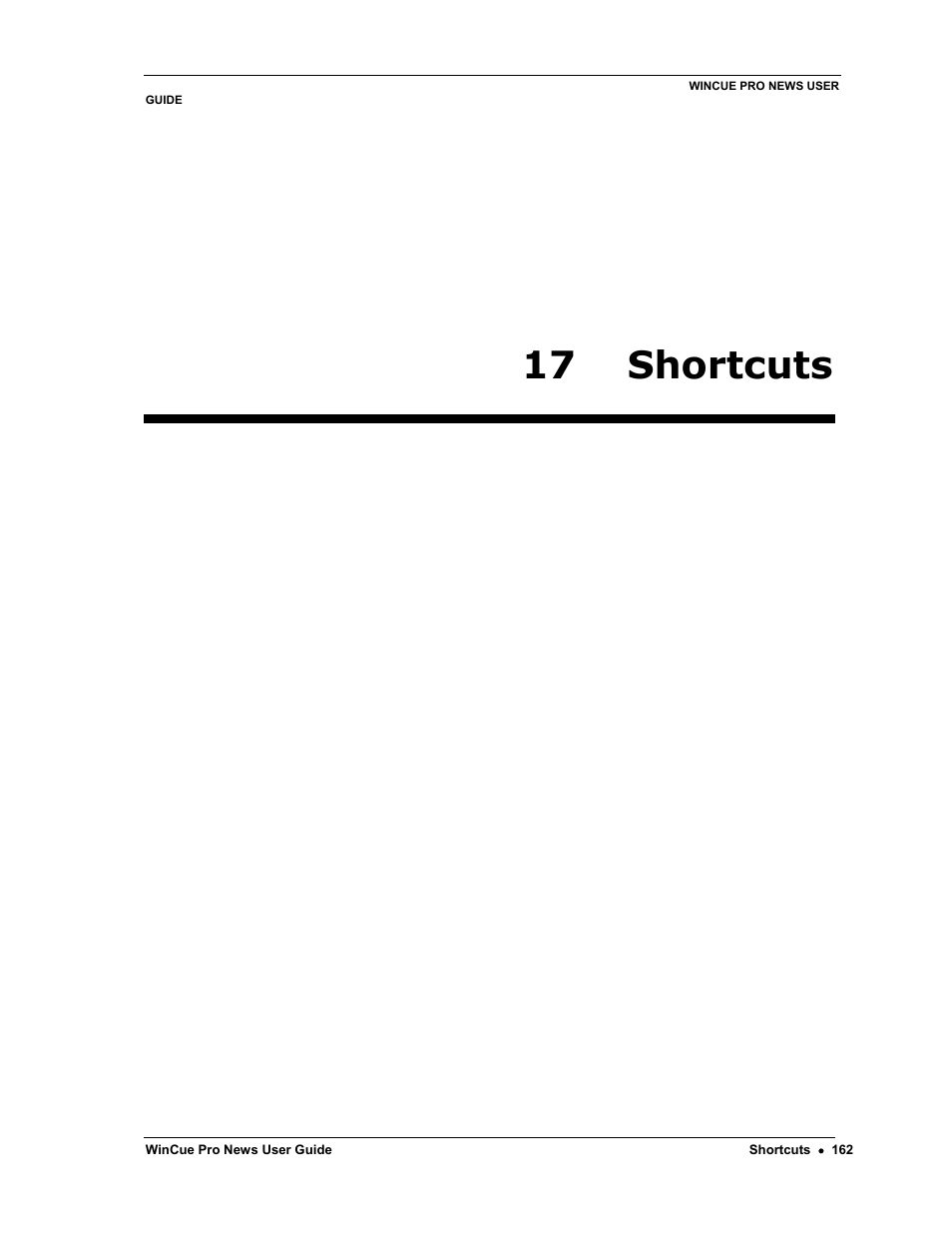 17 shortcuts | Autocue WinCue Pro News Version 1.3 User Manual | Page 162 / 168