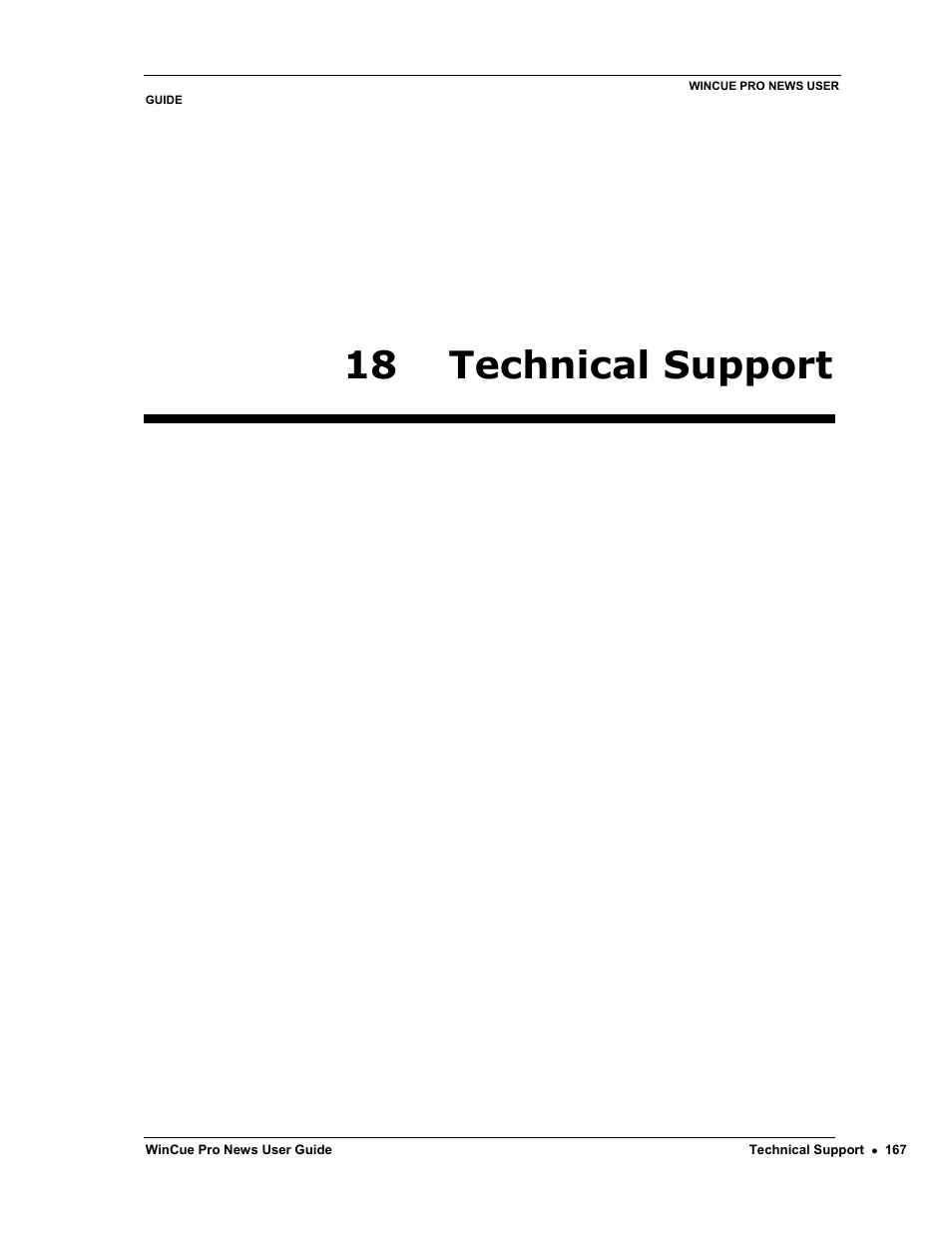 18 technical support | Autocue WinCue Pro News Version 1.3 User Manual | Page 167 / 168