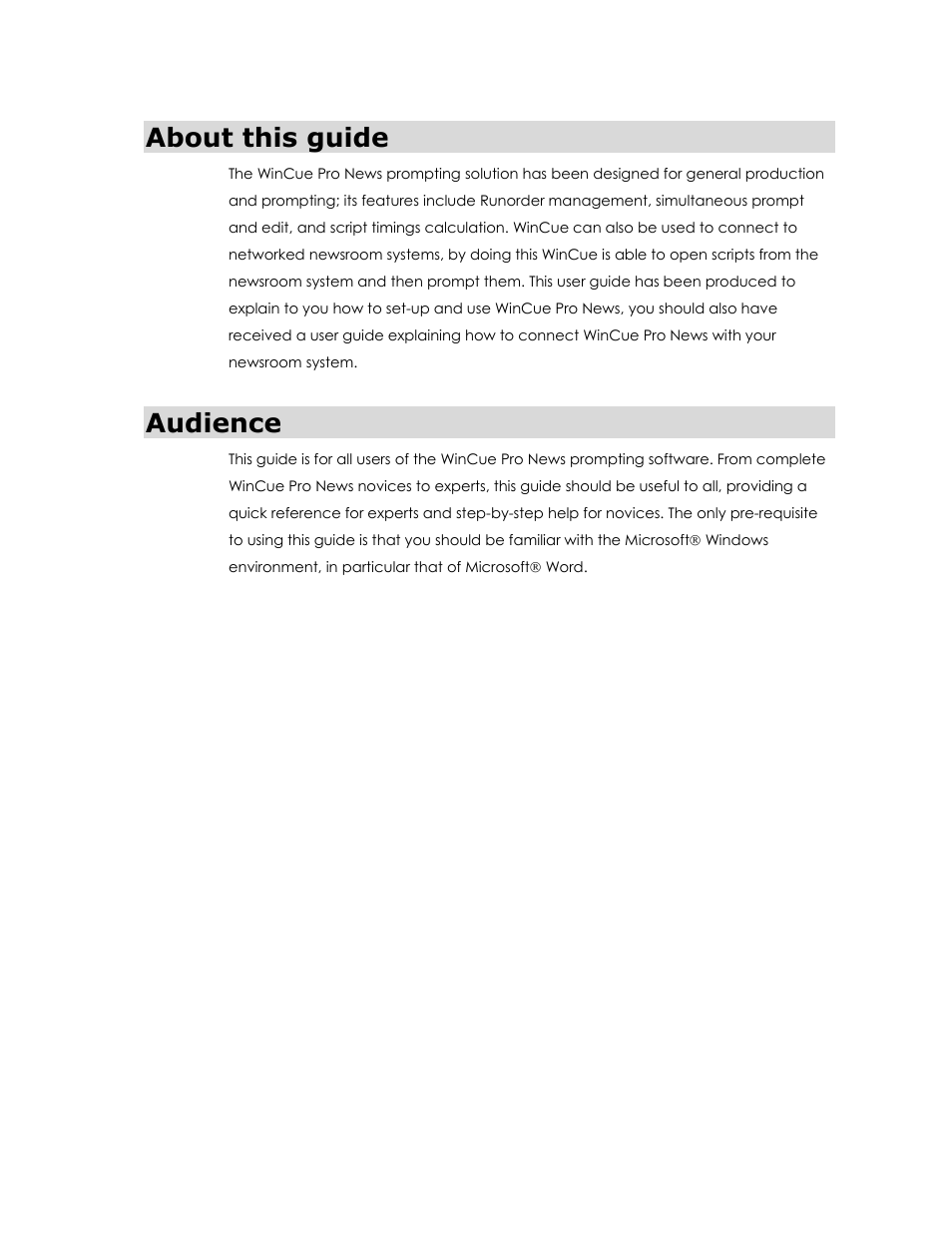 About this guide, Audience | Autocue WinCue Pro News Version 1.3 User Manual | Page 3 / 168