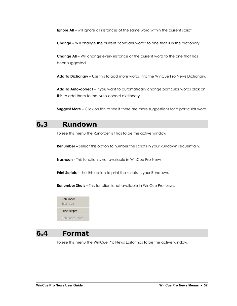3 rundown, 4 format | Autocue WinCue Pro News Version 1.3 User Manual | Page 52 / 168