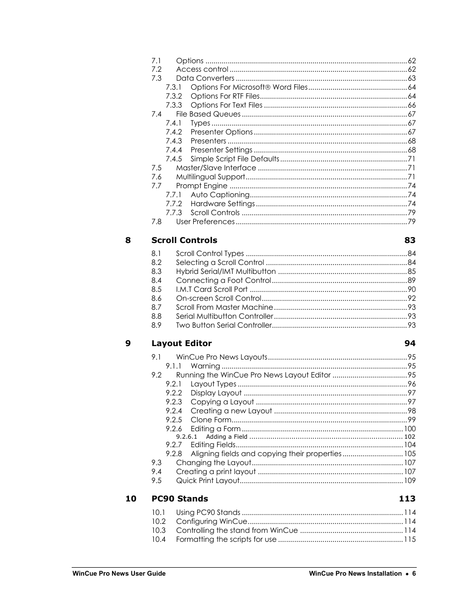 Autocue WinCue Pro News Version 1.3 User Manual | Page 6 / 168