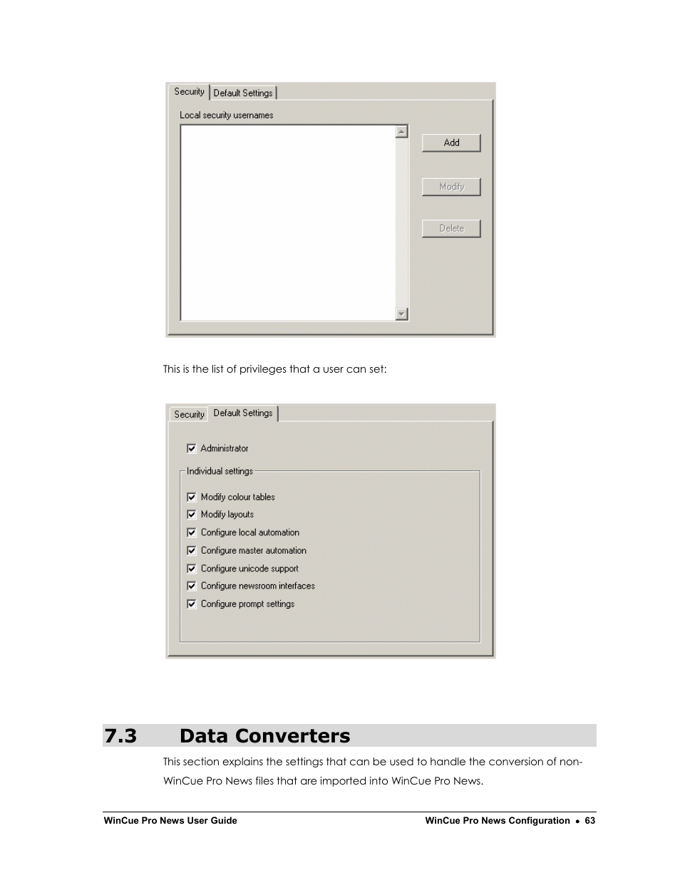 3 data converters | Autocue WinCue Pro News Version 1.3 User Manual | Page 63 / 168