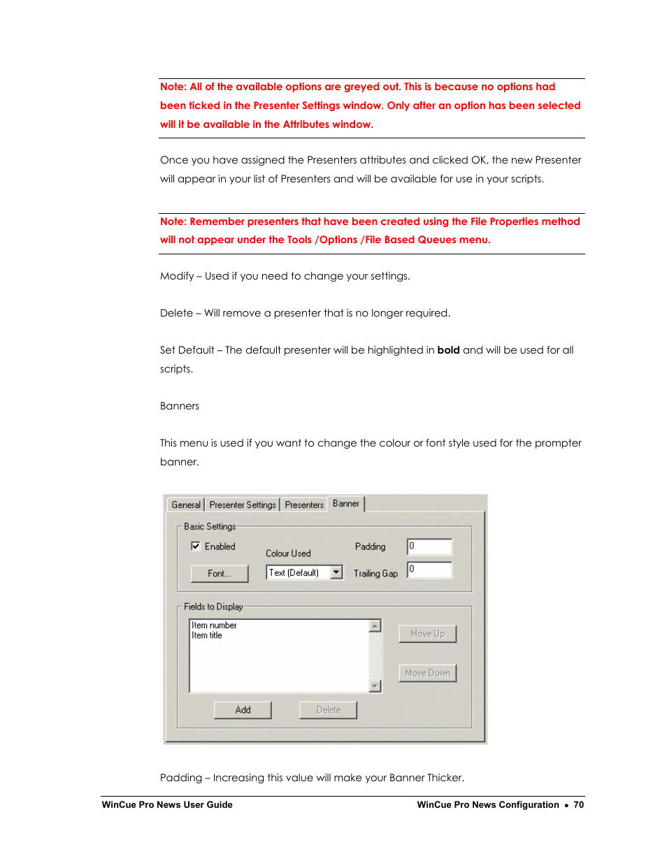 Autocue WinCue Pro News Version 1.3 User Manual | Page 70 / 168