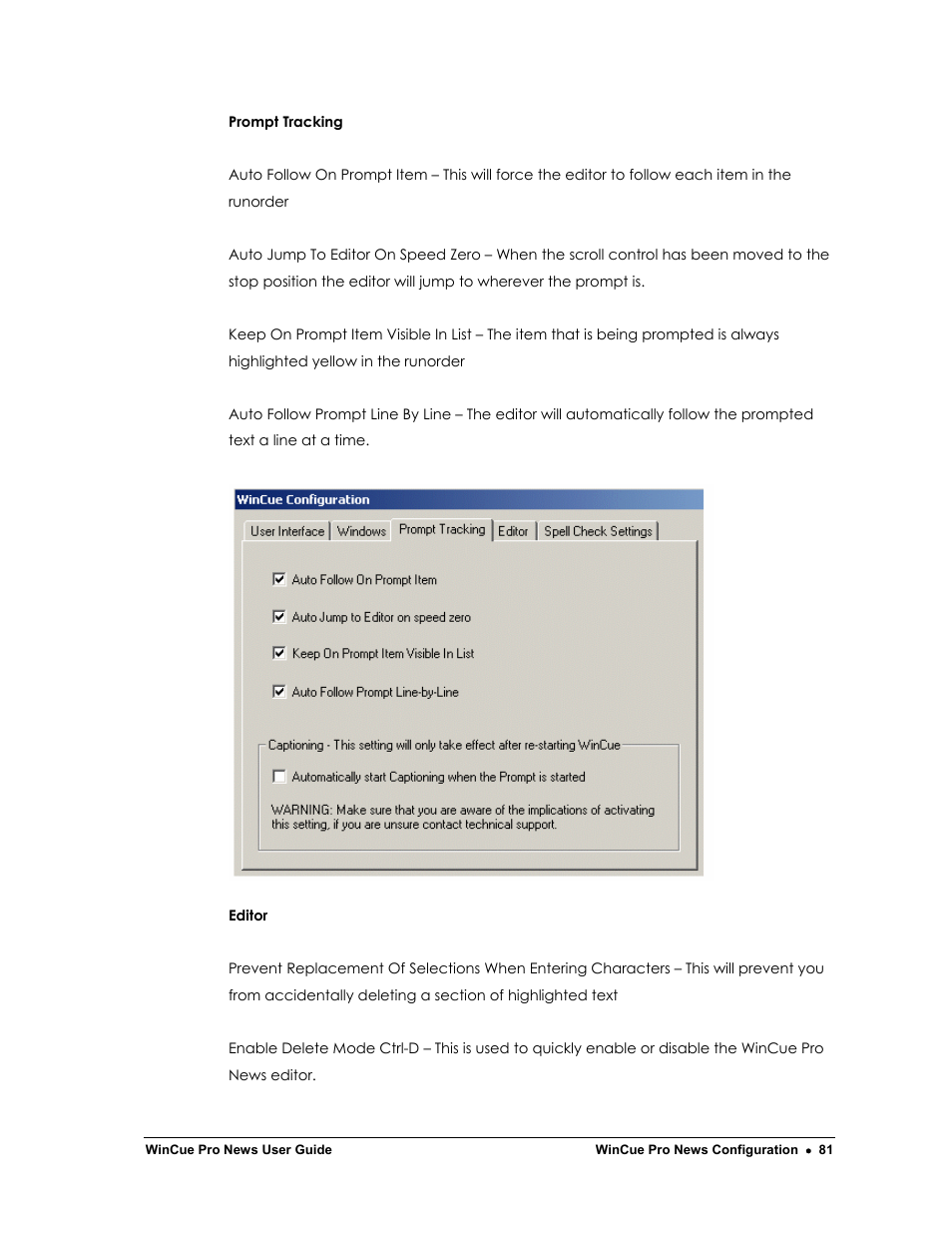 Autocue WinCue Pro News Version 1.3 User Manual | Page 81 / 168