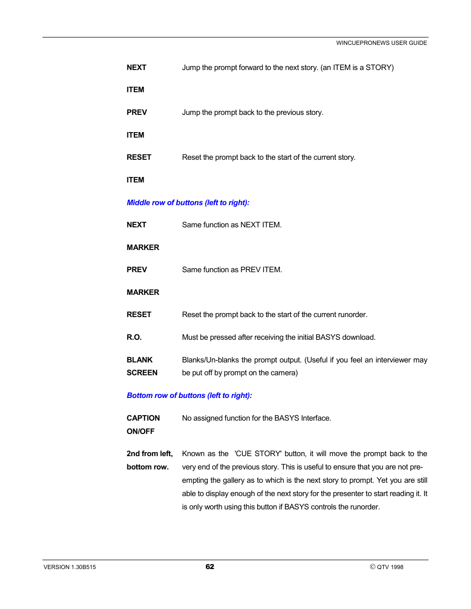 Autocue WinCue Pro News User Manual | Page 62 / 135