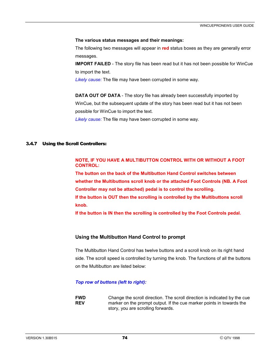 Autocue WinCue Pro News User Manual | Page 74 / 135