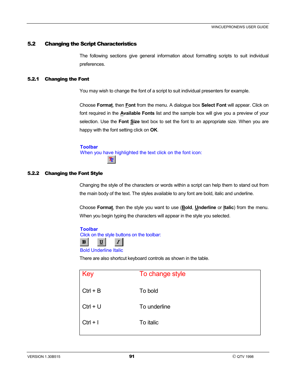 Key to change style | Autocue WinCue Pro News User Manual | Page 91 / 135