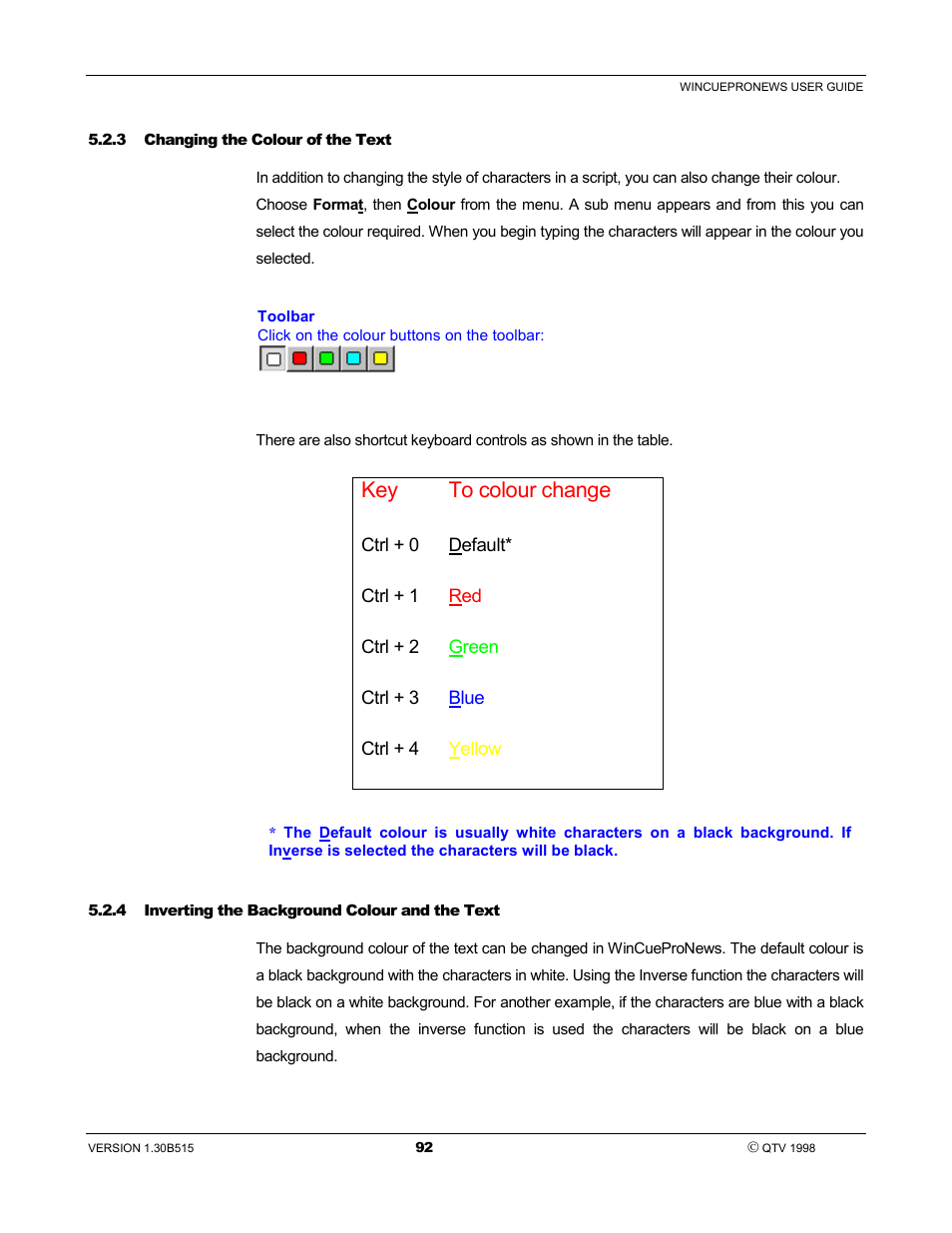 Key to colour change | Autocue WinCue Pro News User Manual | Page 92 / 135
