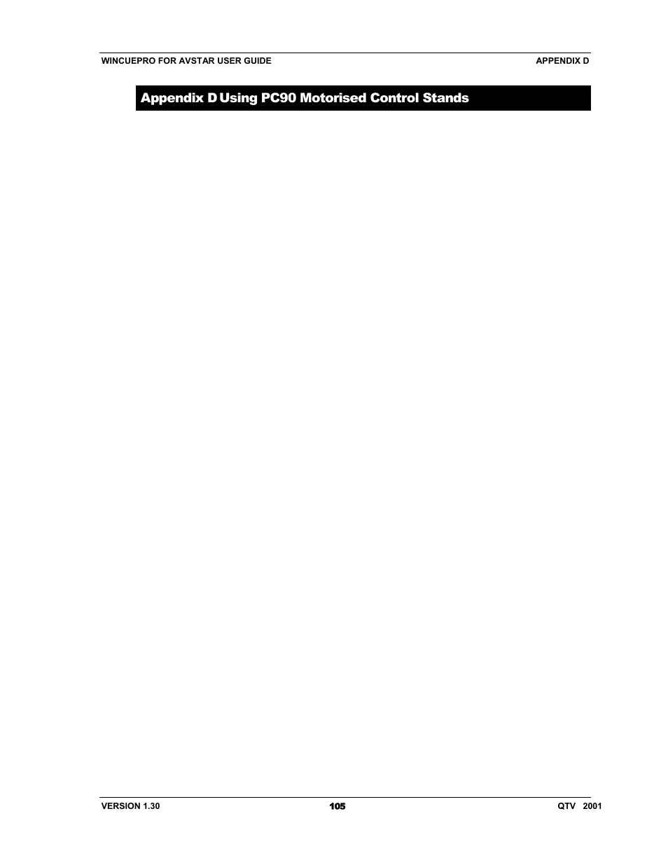 Appendix d using pc90 motorised control stands | Autocue US 10-11-01 WinCuePro News AvStar Interface User Manual | Page 105 / 121