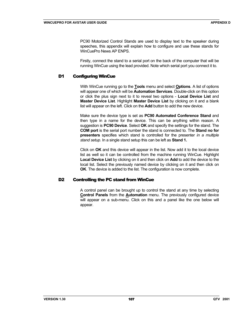 Autocue US 10-11-01 WinCuePro News AvStar Interface User Manual | Page 107 / 121