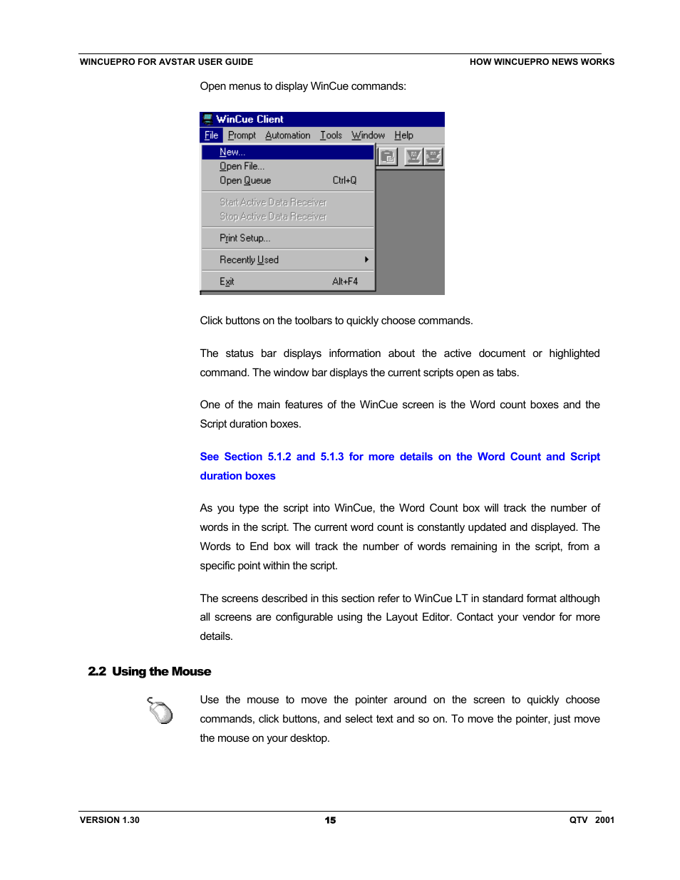 Autocue US 10-11-01 WinCuePro News AvStar Interface User Manual | Page 15 / 121