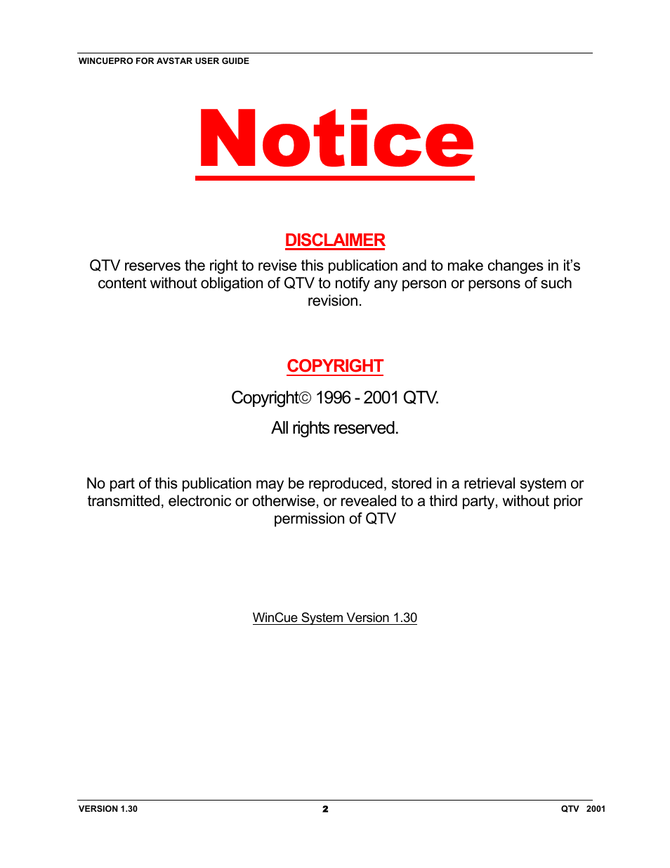 Notice | Autocue US 10-11-01 WinCuePro News AvStar Interface User Manual | Page 2 / 121