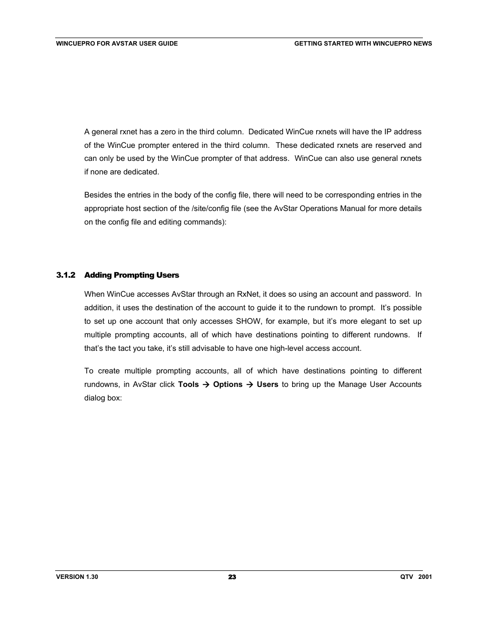 Autocue US 10-11-01 WinCuePro News AvStar Interface User Manual | Page 23 / 121