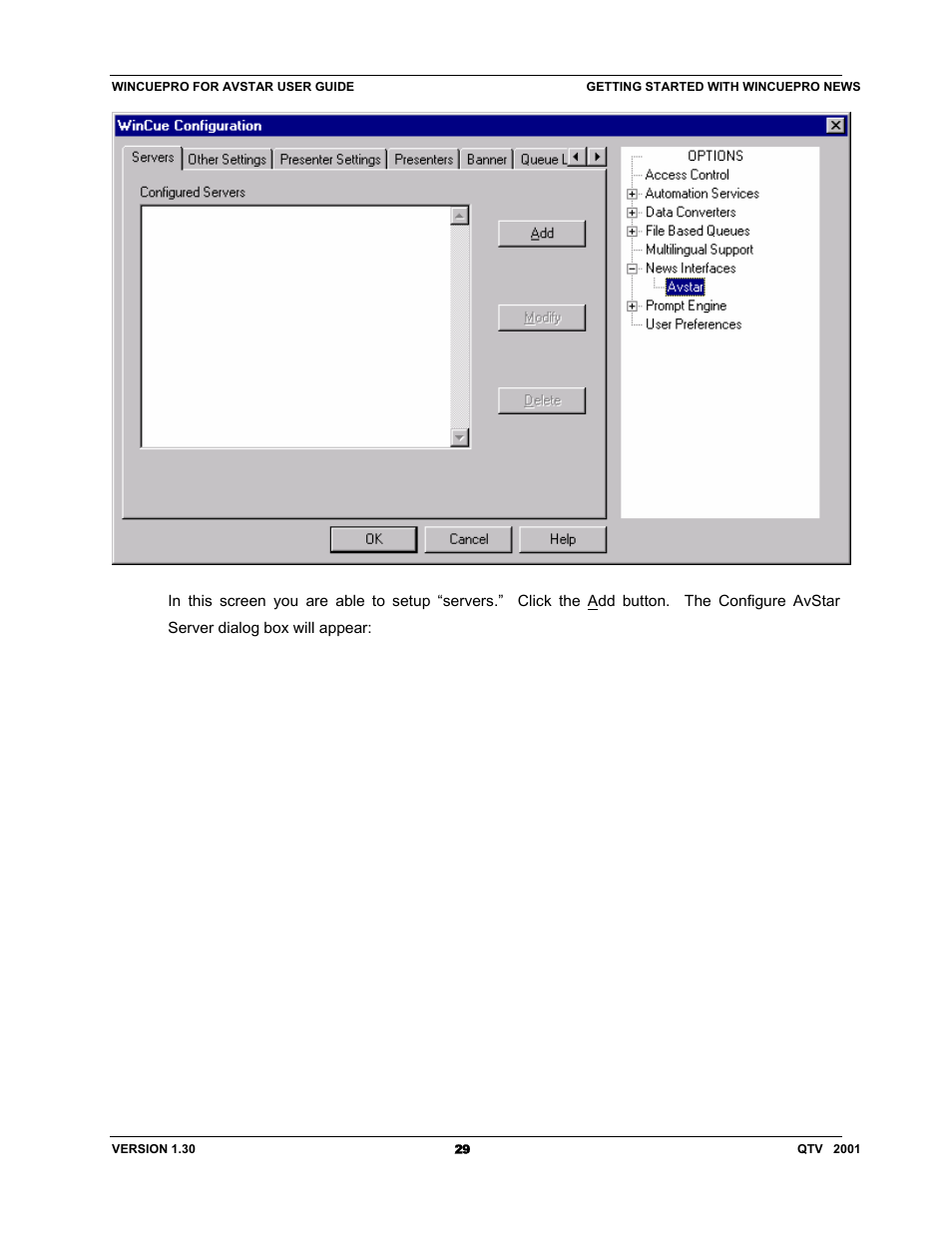 Autocue US 10-11-01 WinCuePro News AvStar Interface User Manual | Page 29 / 121