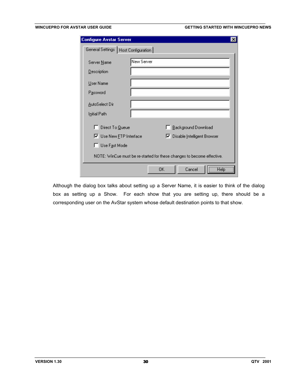 Autocue US 10-11-01 WinCuePro News AvStar Interface User Manual | Page 30 / 121