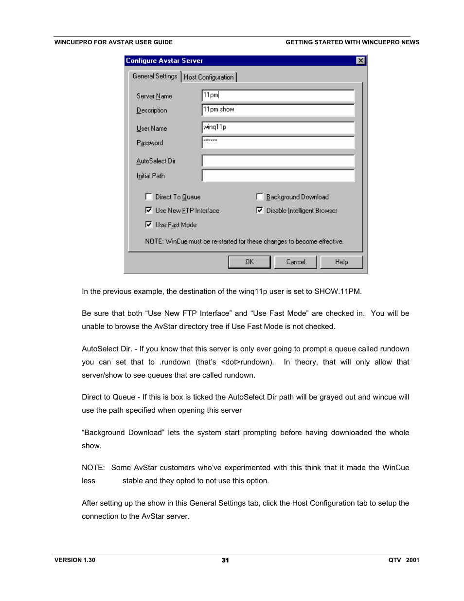 Autocue US 10-11-01 WinCuePro News AvStar Interface User Manual | Page 31 / 121