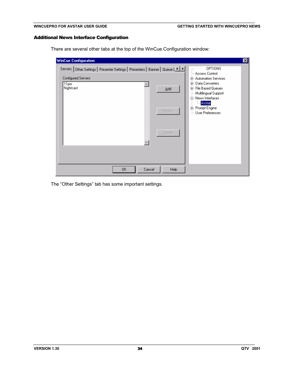 Autocue US 10-11-01 WinCuePro News AvStar Interface User Manual | Page 34 / 121