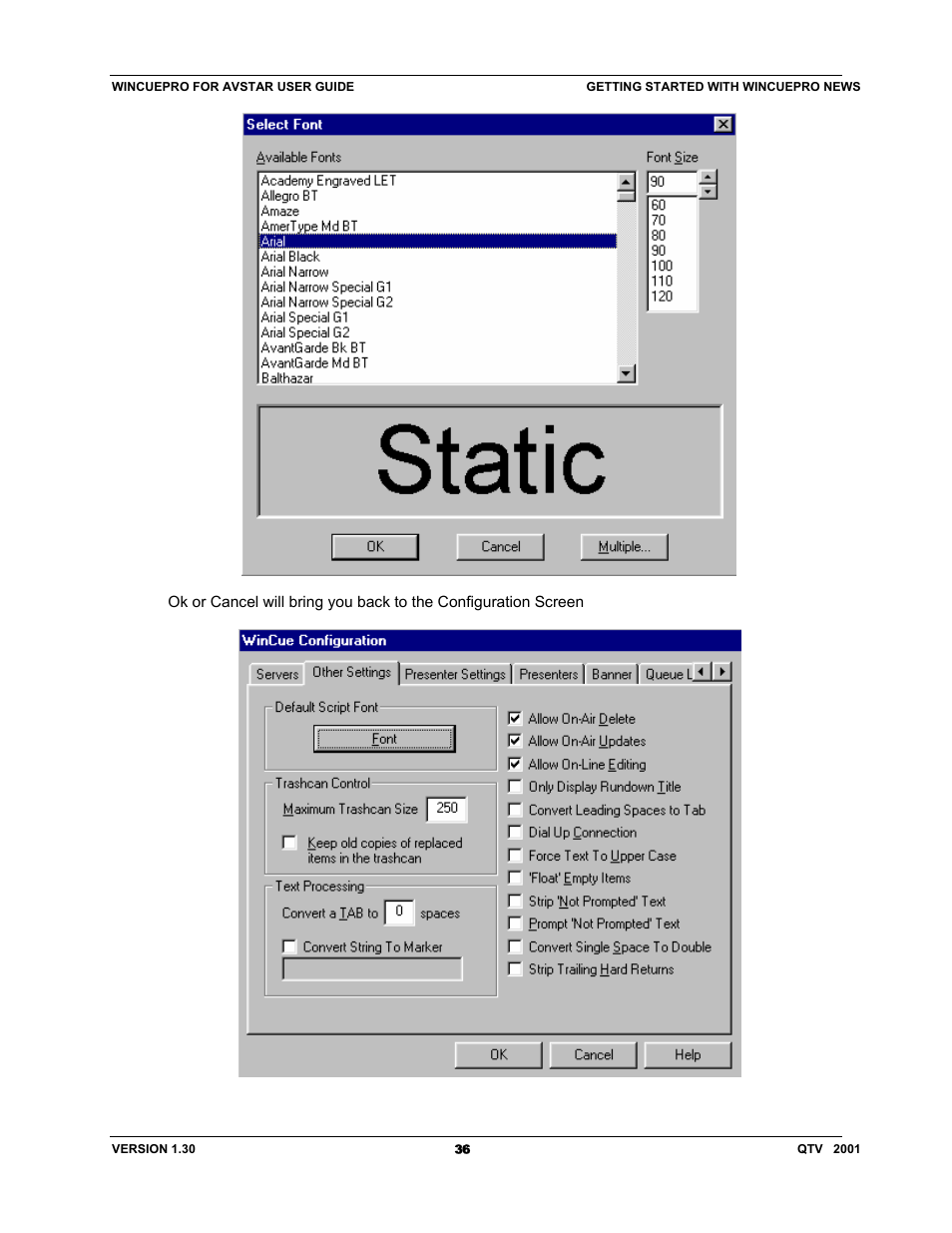 Autocue US 10-11-01 WinCuePro News AvStar Interface User Manual | Page 36 / 121
