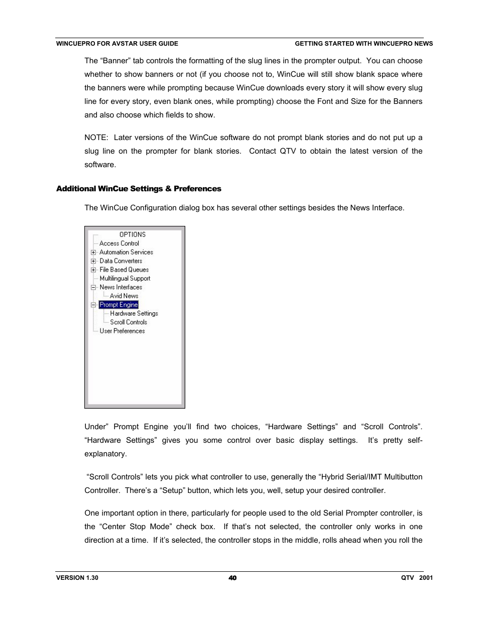 Autocue US 10-11-01 WinCuePro News AvStar Interface User Manual | Page 40 / 121