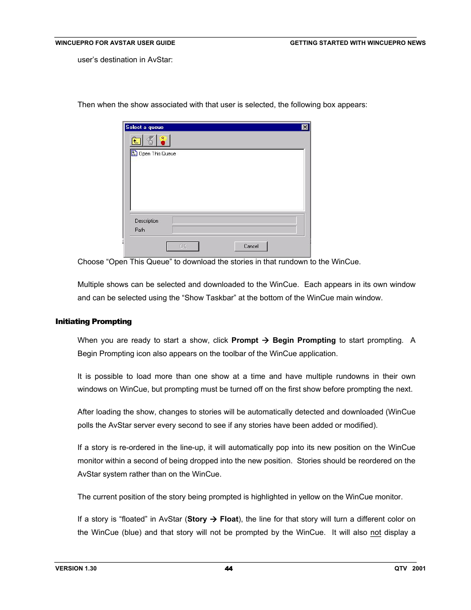Autocue US 10-11-01 WinCuePro News AvStar Interface User Manual | Page 44 / 121