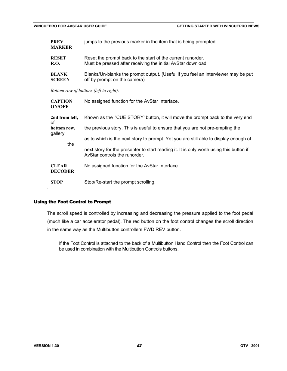 Autocue US 10-11-01 WinCuePro News AvStar Interface User Manual | Page 47 / 121