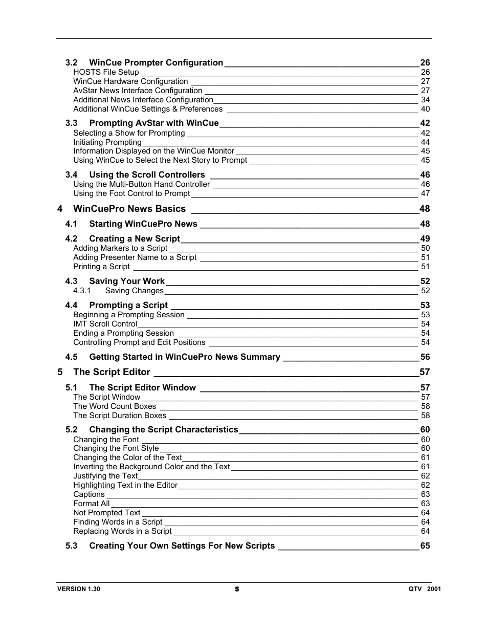 Autocue US 10-11-01 WinCuePro News AvStar Interface User Manual | Page 5 / 121