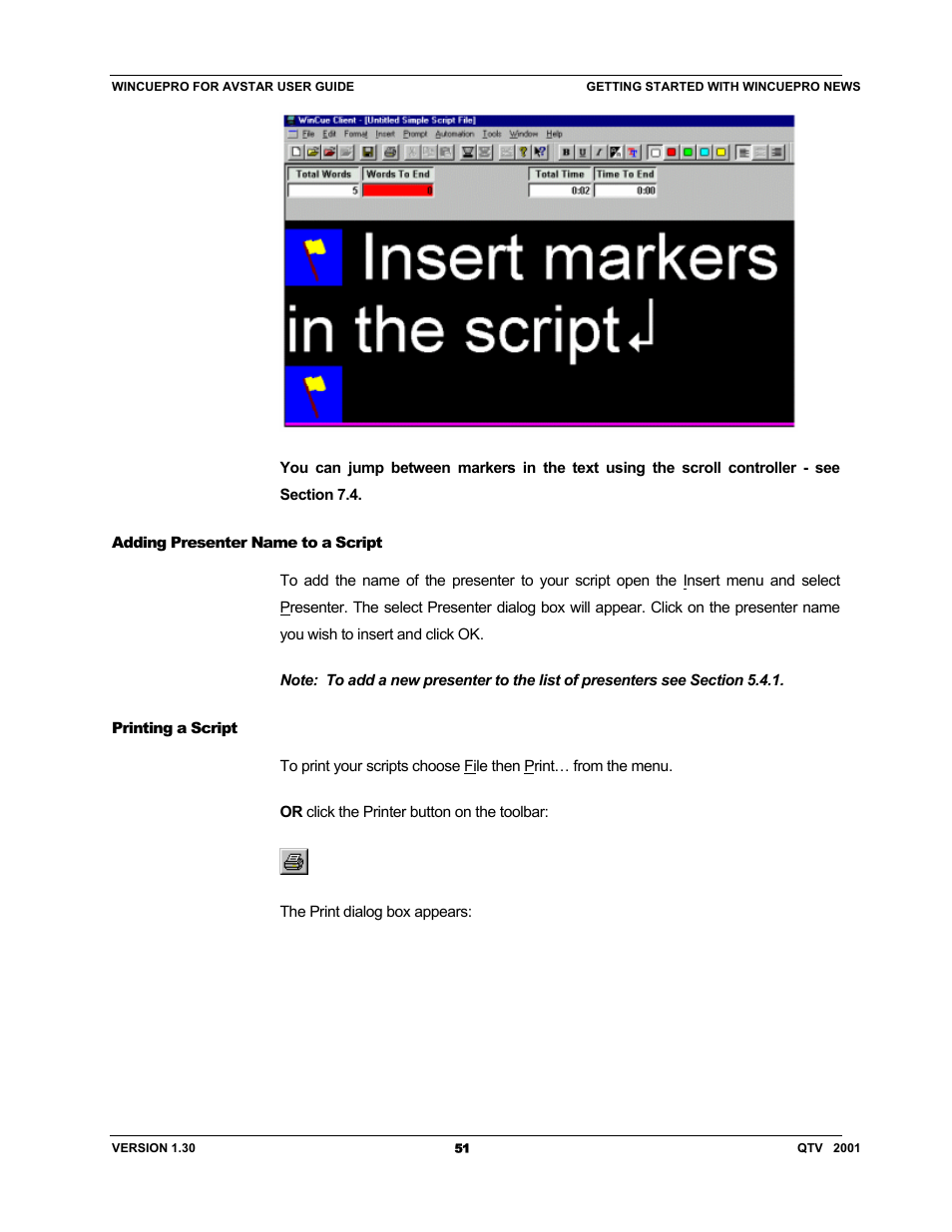 Autocue US 10-11-01 WinCuePro News AvStar Interface User Manual | Page 51 / 121