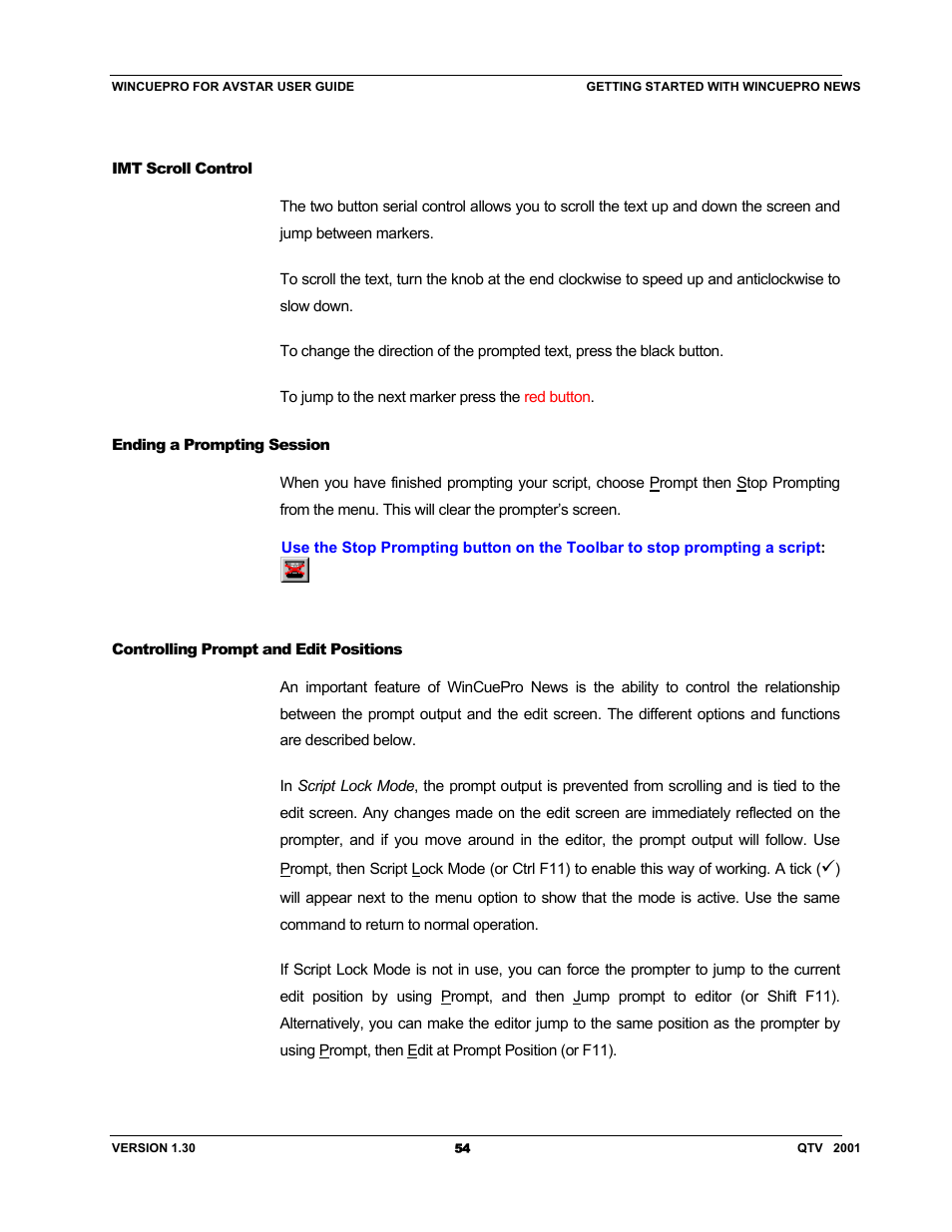 Autocue US 10-11-01 WinCuePro News AvStar Interface User Manual | Page 54 / 121