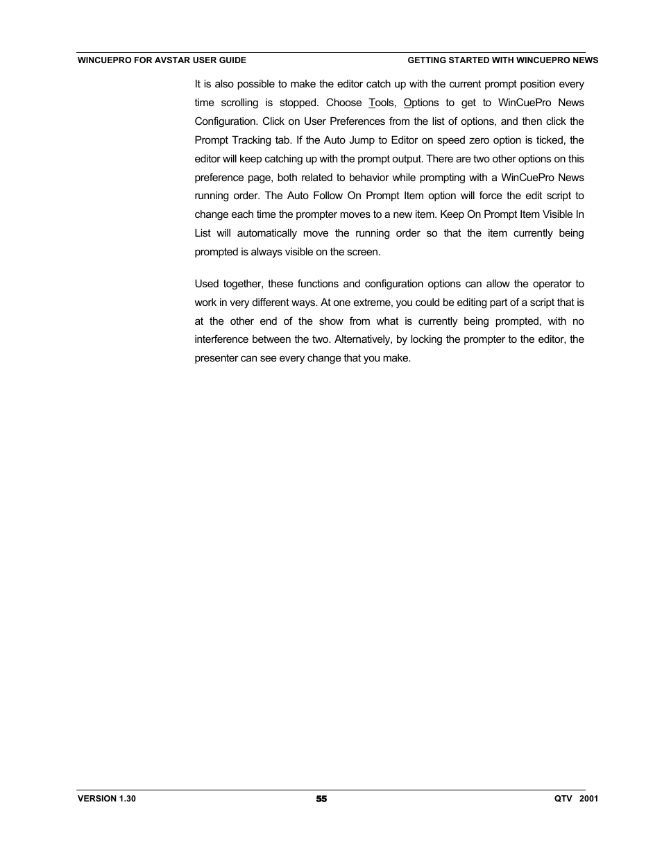 Autocue US 10-11-01 WinCuePro News AvStar Interface User Manual | Page 55 / 121