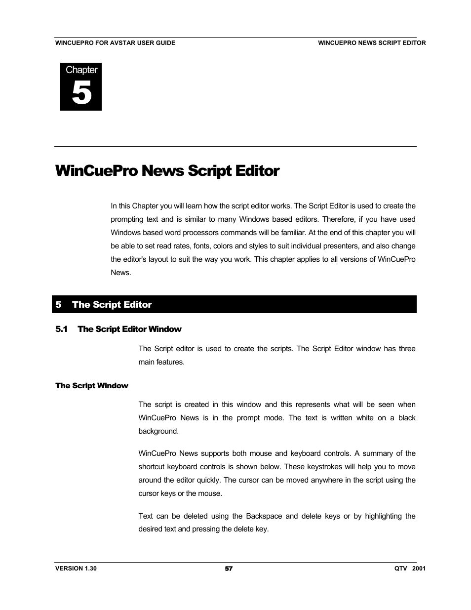 Wincuepro news script editor | Autocue US 10-11-01 WinCuePro News AvStar Interface User Manual | Page 57 / 121