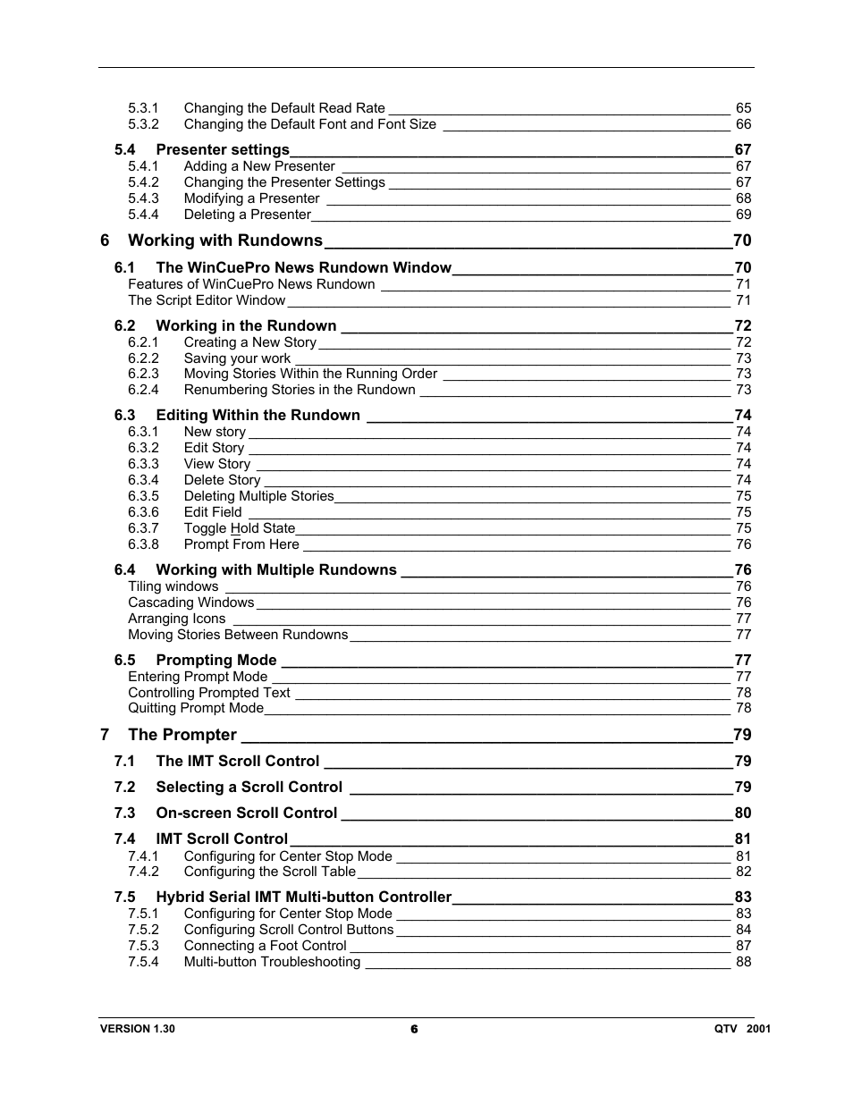 Autocue US 10-11-01 WinCuePro News AvStar Interface User Manual | Page 6 / 121