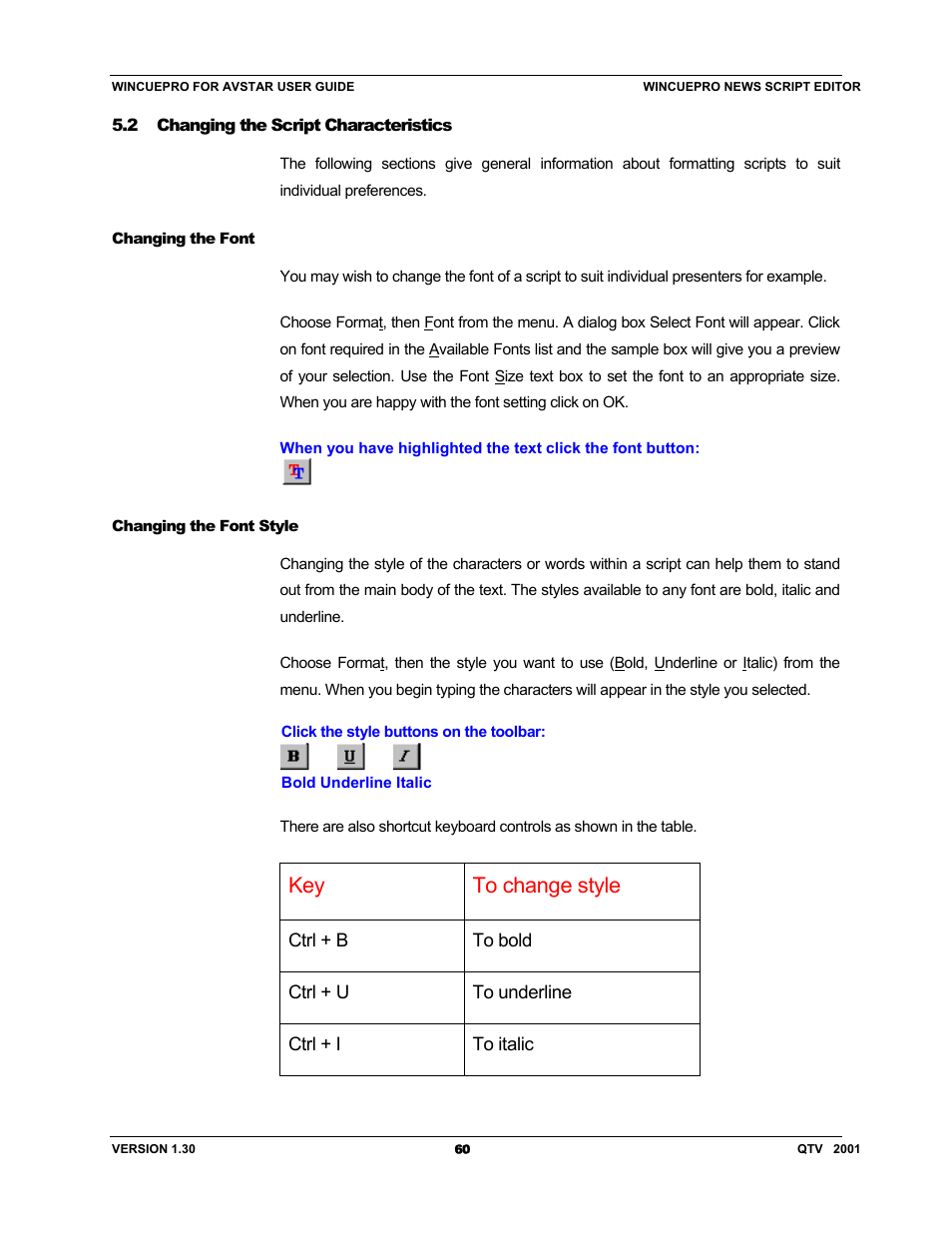 Key to change style | Autocue US 10-11-01 WinCuePro News AvStar Interface User Manual | Page 60 / 121