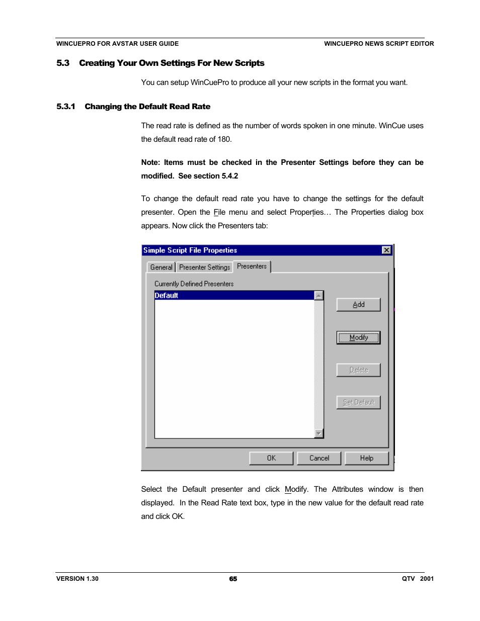 Autocue US 10-11-01 WinCuePro News AvStar Interface User Manual | Page 65 / 121