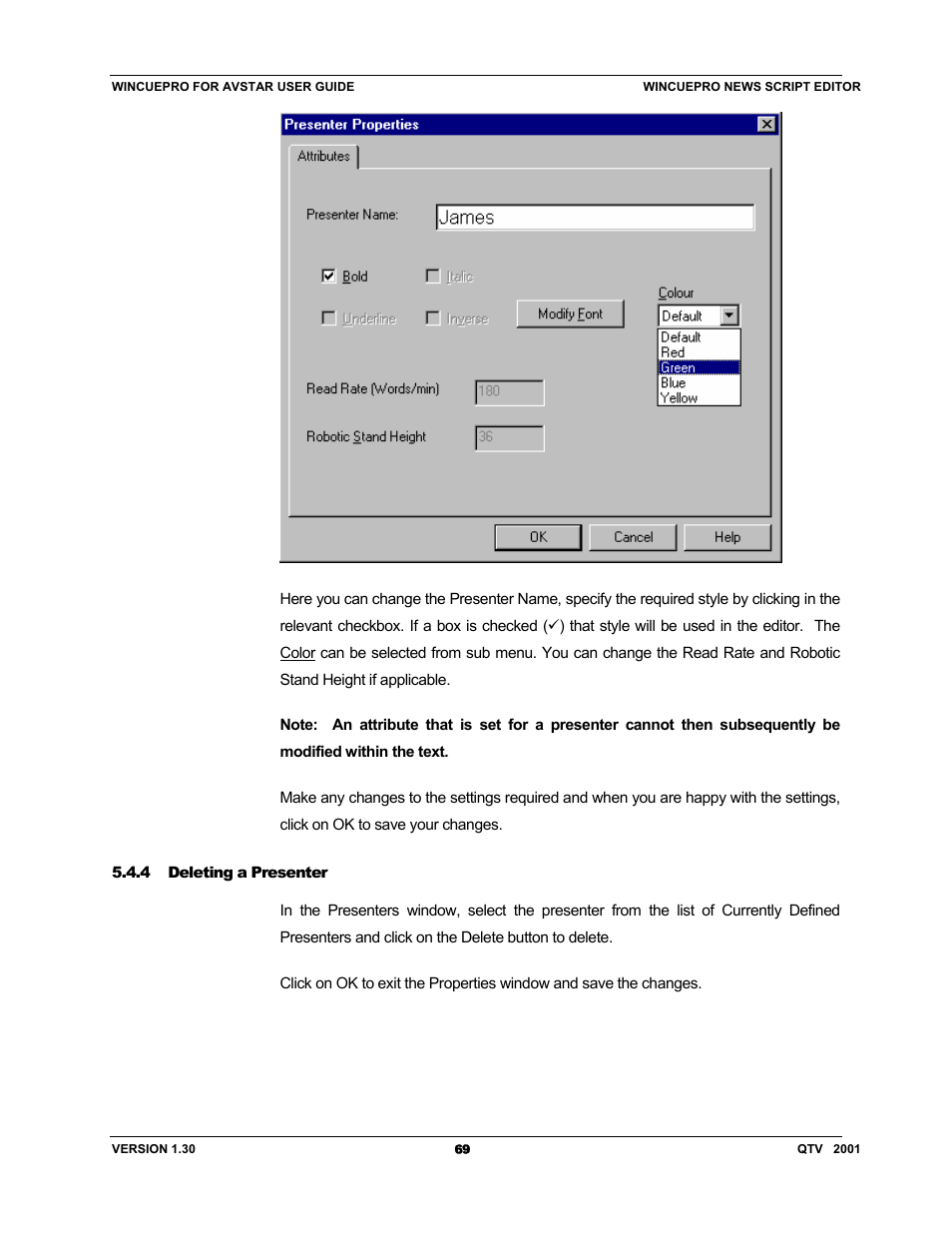 Autocue US 10-11-01 WinCuePro News AvStar Interface User Manual | Page 69 / 121