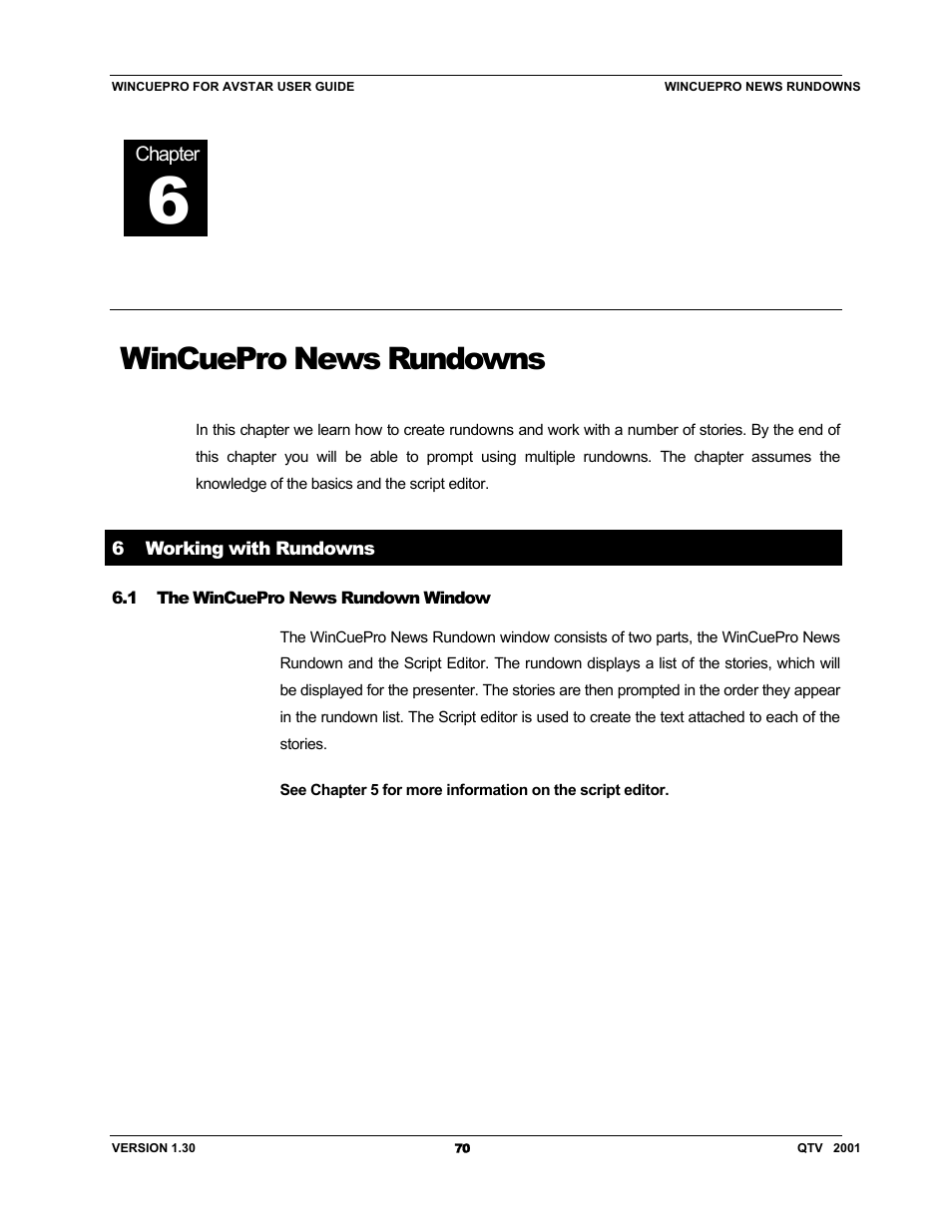 Wincuepro news rundowns | Autocue US 10-11-01 WinCuePro News AvStar Interface User Manual | Page 70 / 121