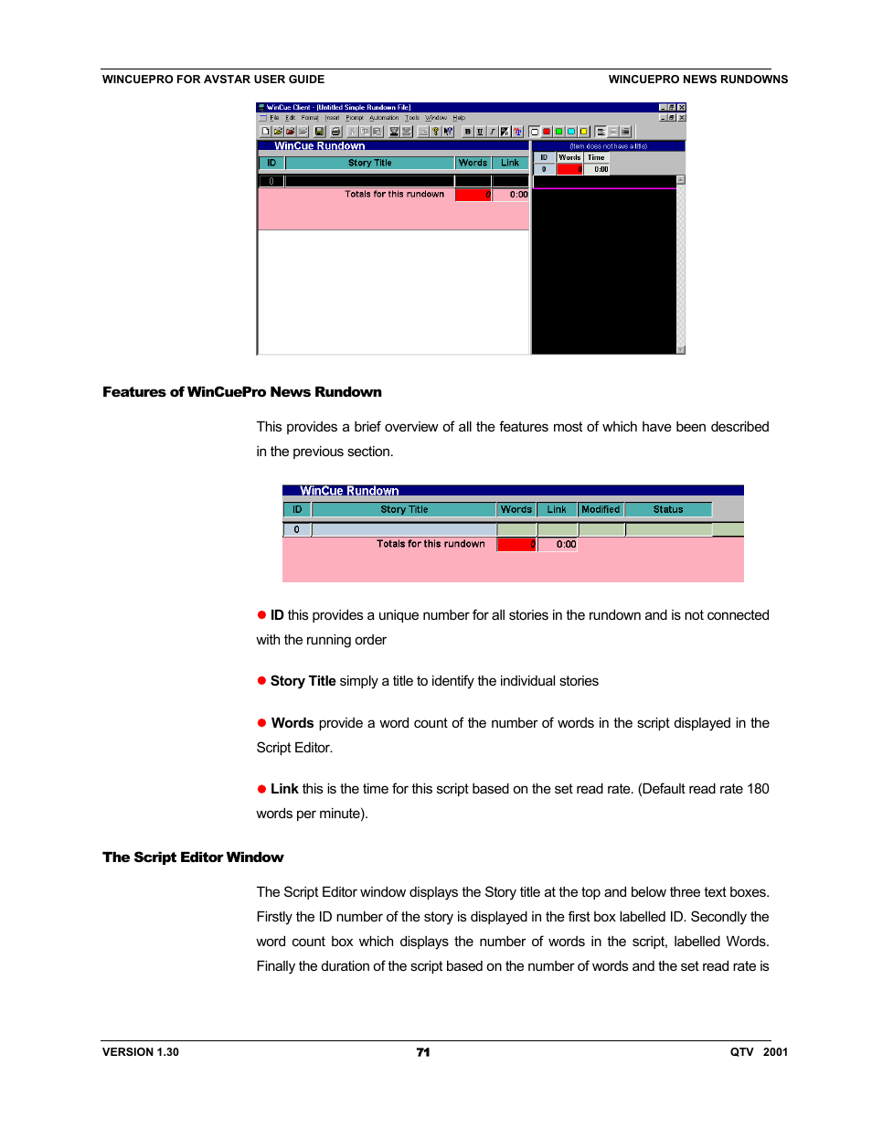 Autocue US 10-11-01 WinCuePro News AvStar Interface User Manual | Page 71 / 121