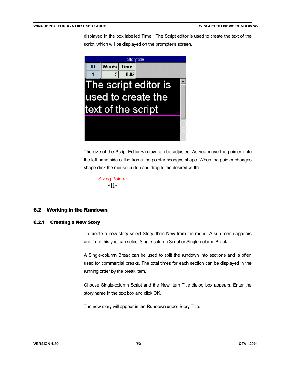 Autocue US 10-11-01 WinCuePro News AvStar Interface User Manual | Page 72 / 121