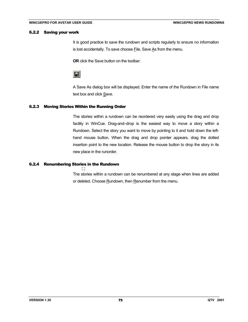 Autocue US 10-11-01 WinCuePro News AvStar Interface User Manual | Page 73 / 121