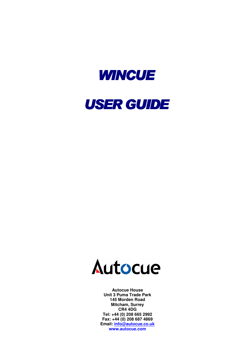 Autocue WINCUE User Manual | 100 pages