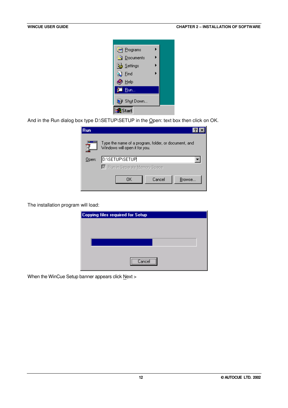 Autocue WINCUE User Manual | Page 12 / 100