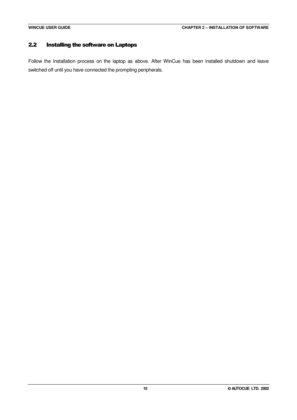 2 installing the software on laptops | Autocue WINCUE User Manual | Page 15 / 100