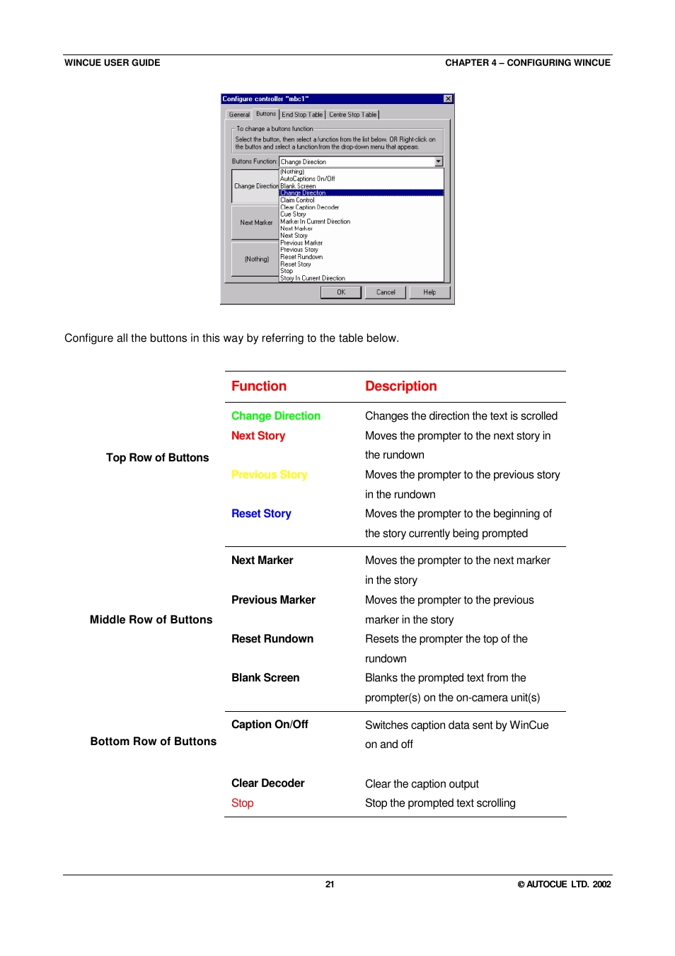 Function description | Autocue WINCUE User Manual | Page 21 / 100