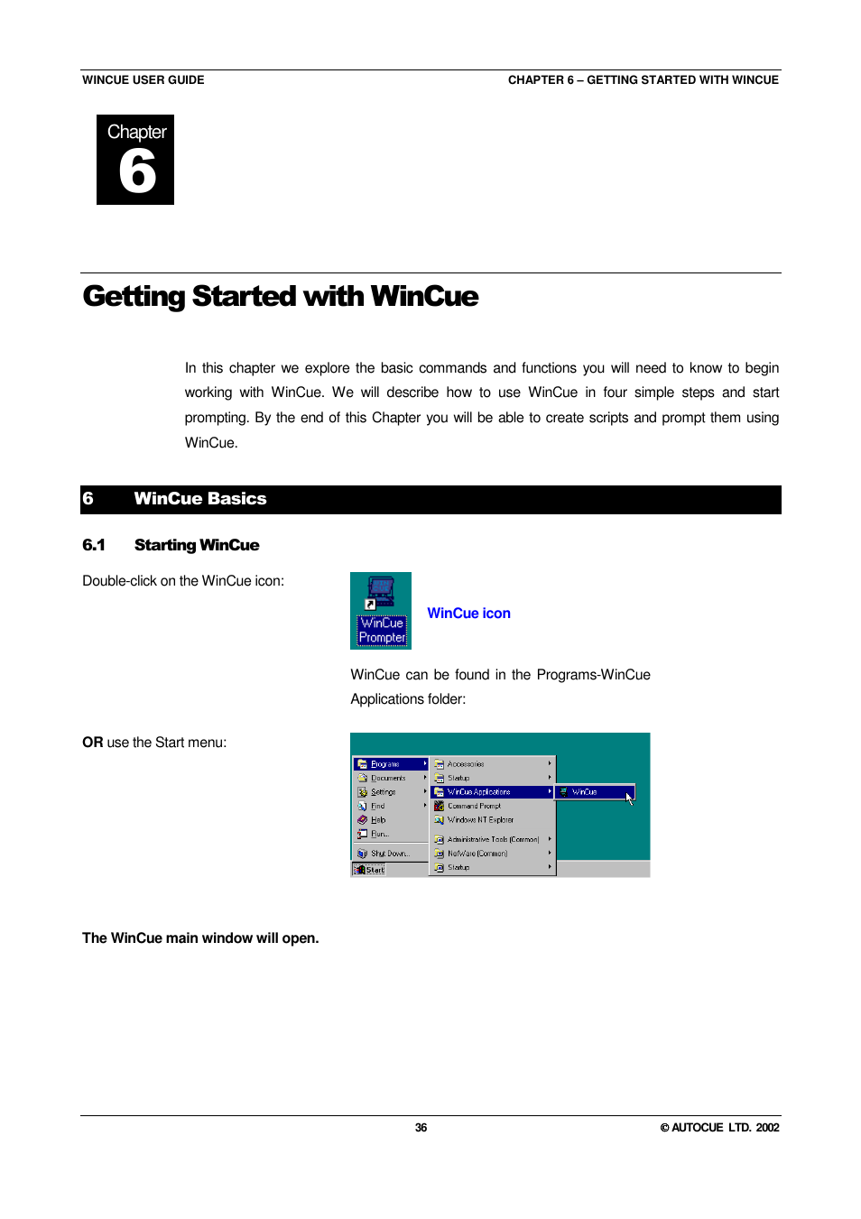 Getting started with wincue | Autocue WINCUE User Manual | Page 36 / 100