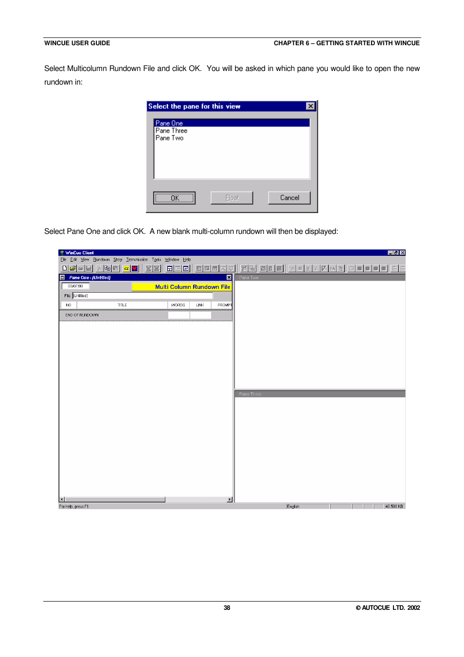 Autocue WINCUE User Manual | Page 38 / 100