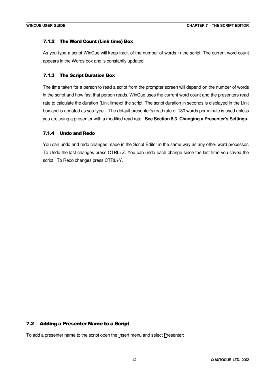 Autocue WINCUE User Manual | Page 42 / 100