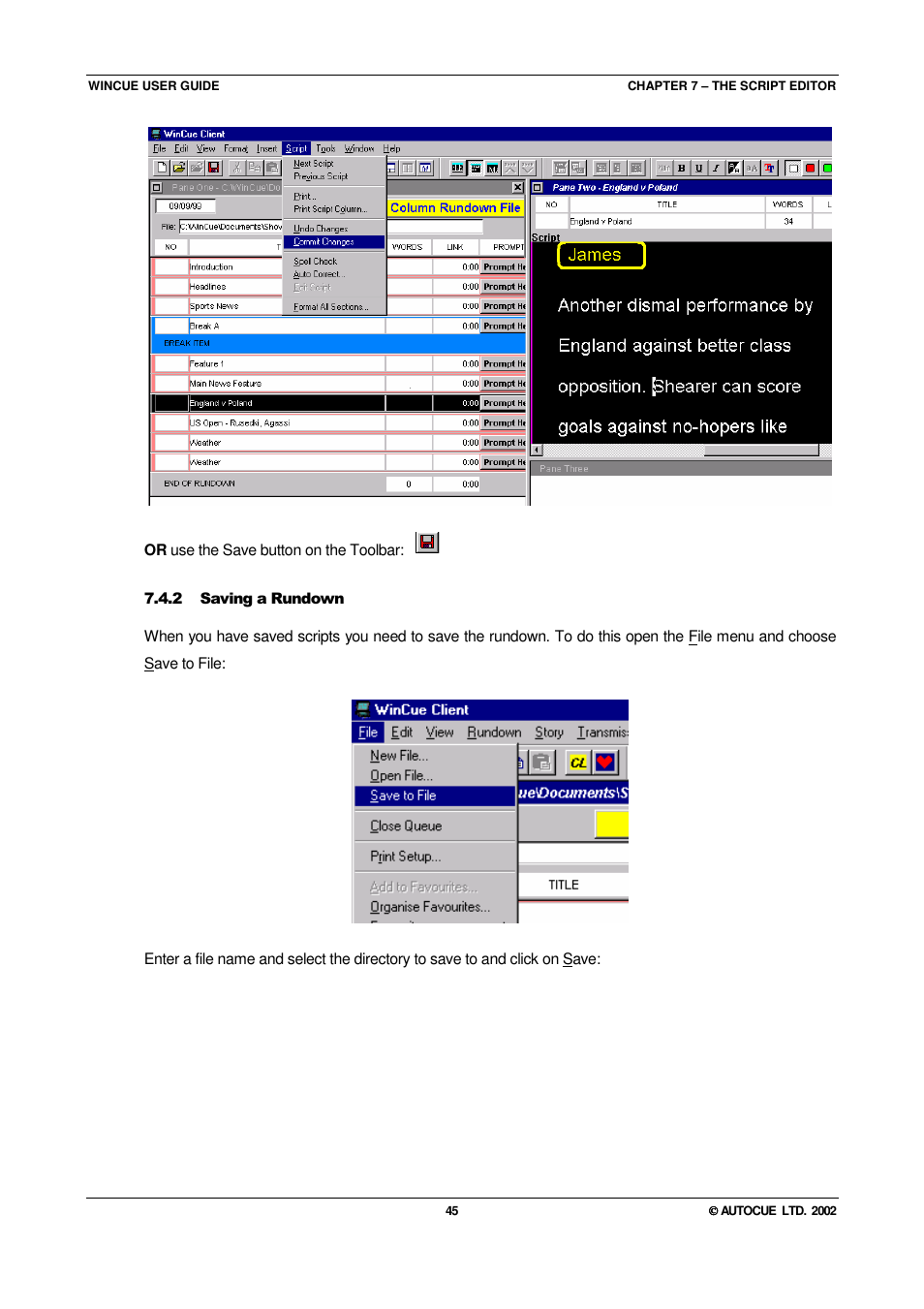 Autocue WINCUE User Manual | Page 45 / 100